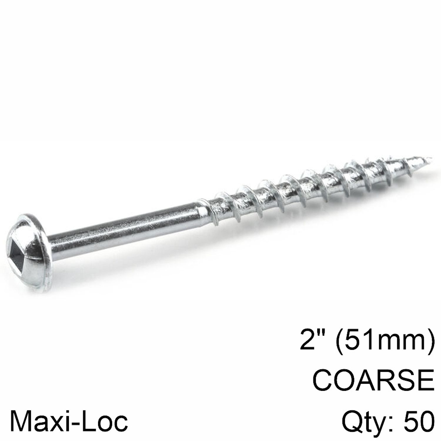 KREG Zinc Pocket Hole Screws 51mm 2.00' #8 Coarse Thread Mx Loc 50ct